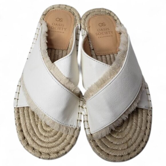 Oasis Society Espadrille Slide Sandals Women's Frilly Boho Cross Strap Resort 6 - Picture 1 of 9